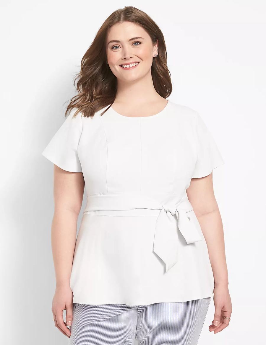 White Rose Lane Bryant Fitted Short-Sleeve Crew-Neck Lena Top Women T Shirts | TKY6058QN