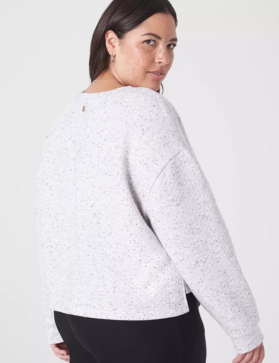 White Rose Lane Bryant LIVI Quilted Cropped Women Sweatshirts | TOX7486NF