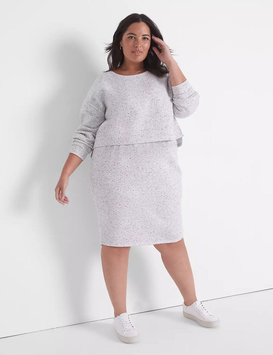 White Rose Lane Bryant LIVI Quilted Cropped Women Sweatshirts | TOX7486NF