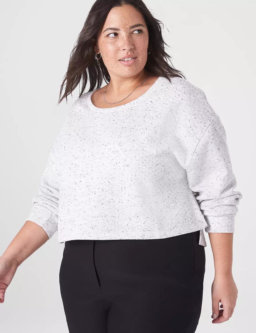 White Rose Lane Bryant LIVI Quilted Cropped Women Sweatshirts | TOX7486NF