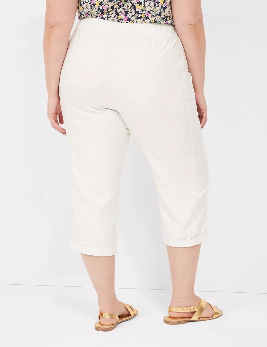 White Rose Lane Bryant Slub Pull-On Crop Women Pants | RCI4256WZ