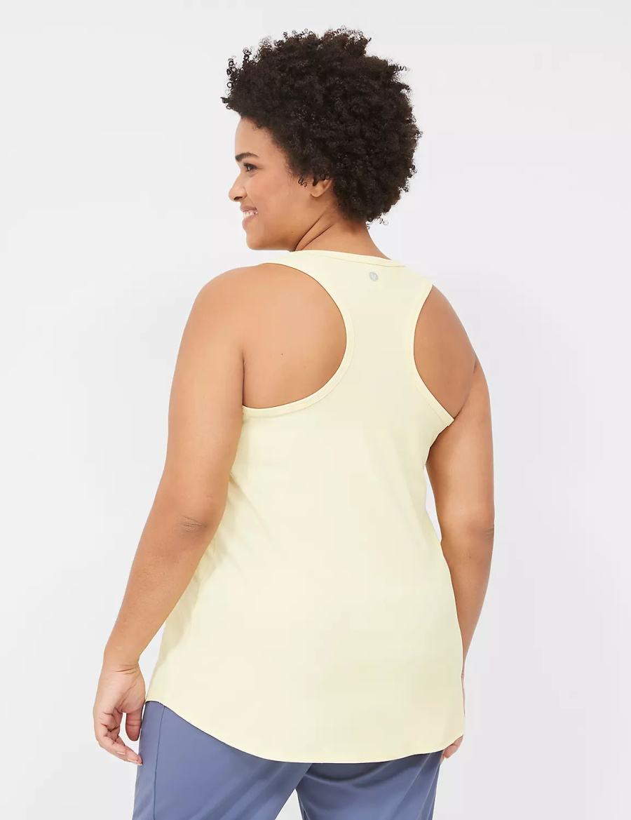 Yellow Lane Bryant LIVI Scoop-Neck Wicking Rib Racerback Women Tank Top | BHW6576KY