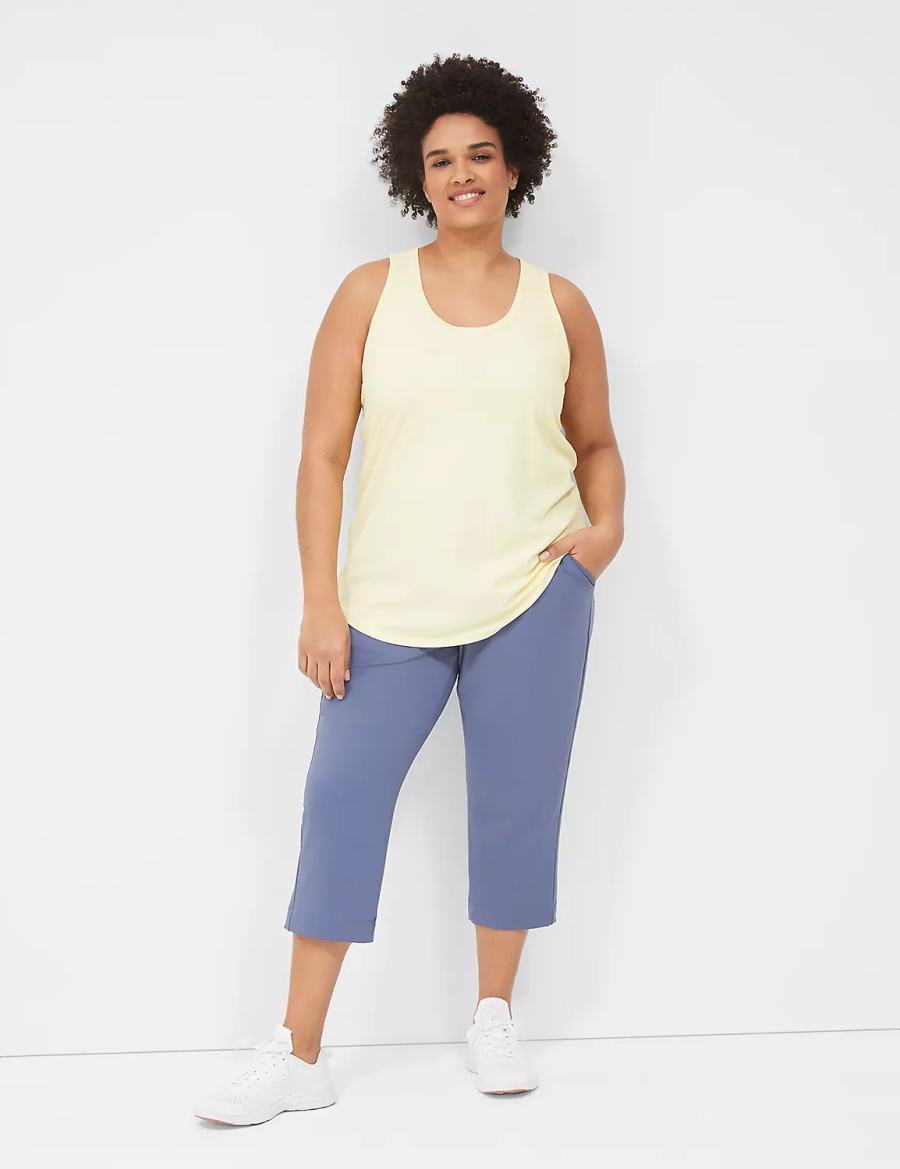 Yellow Lane Bryant LIVI Scoop-Neck Wicking Rib Racerback Women Tank Top | BHW6576KY