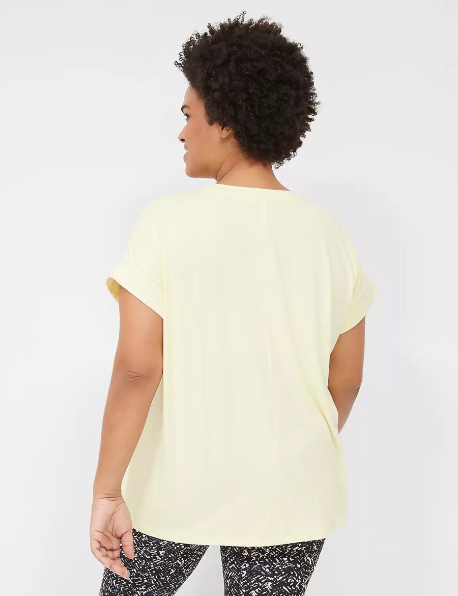 Yellow Lane Bryant LIVI Soft Crew-Neck Recycled Tee Women T Shirts | NZH2763CW