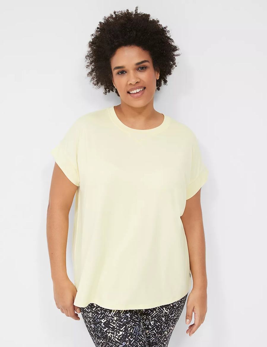 Yellow Lane Bryant LIVI Soft Crew-Neck Recycled Tee Women T Shirts | NZH2763CW