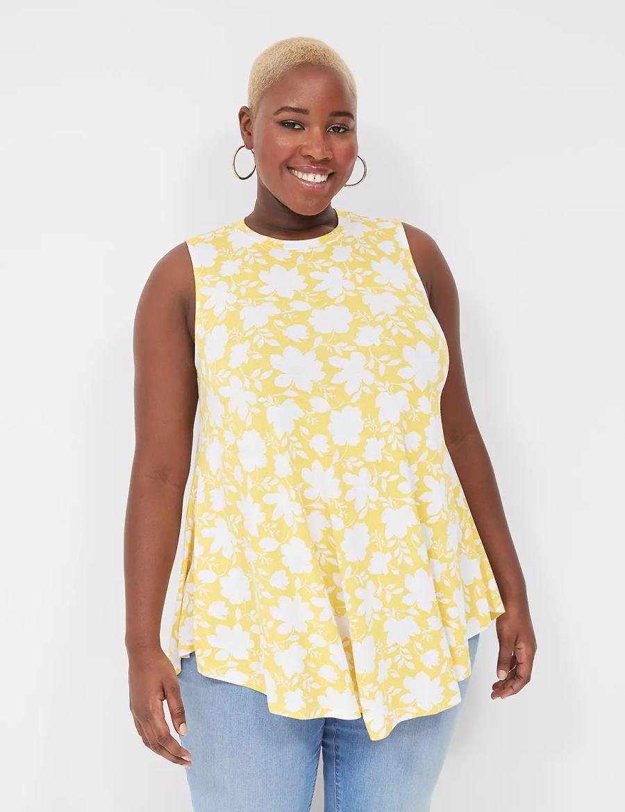 Yellow Lane Bryant Max Swing Sleeveless High-Neck Tunic Women T Shirts | BVM8057DO