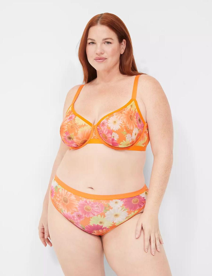 Yellow Lane Bryant Mesh Demi Women Unlined Bra | NEZ9959XF